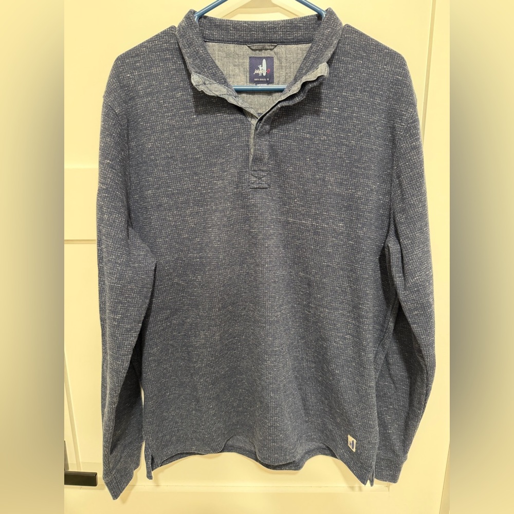 johnnie-O Henley long sleeved Shirt -Blue Mock Neck Pullover Quarter Buttons